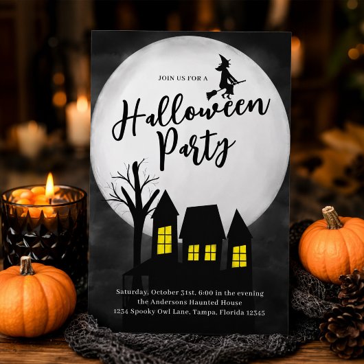 Invitation Fête d'Halloween Maison Hantée Effrayante