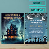 Invitation Fête d'Halloween Maison Hantée Effrayante