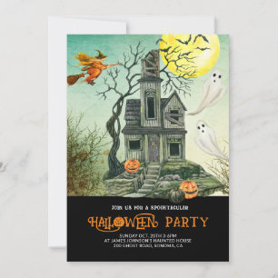 Invitation Fête d'Halloween Maison Hantée pour Enfants