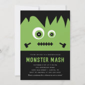 Invitation Fête d'Halloween Mash de Monstre Vert Mignon (Devant)