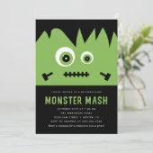 Invitation Fête d'Halloween Mash de Monstre Vert Mignon (Debout devant)