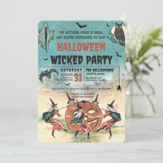 Invitation Fête d'Halloween Méchante (Debout devant)