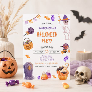 Invitation Fête d'Halloween Mignonne et Effrayante