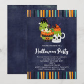 Invitation Fête d'Halloween mignonne et effrayante (Devant / Derrière)