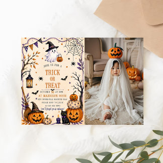 INVITATION FÊTE D'HALLOWEEN MIGNONNE FAIRE FRIANDISE OU UN SO