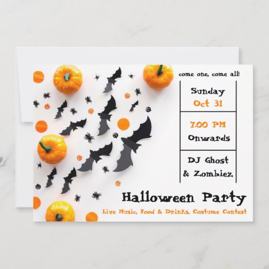 Invitation Fête d'Halloween moderne (Devant)