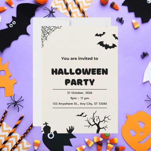Invitation Fête d'Halloween moderne beige