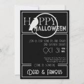 Invitation Fête d'Halloween moderne noir blanc élégant adulte (Devant)