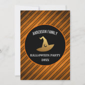 Invitation Fête d'Halloween moderne Orange et sorcière noire (Devant)