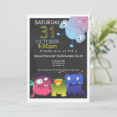 Invitation Fête d'Halloween Monster Bash Personnalisée (Debout devant)