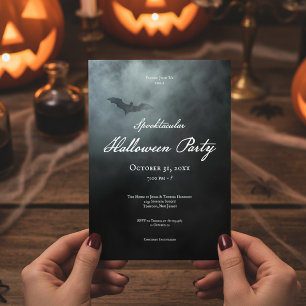 Invitation Fête d'Halloween Moody Minuit Bat & Fog