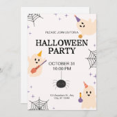 Invitation Fête d'Halloween noir beige orange (Devant / Derrière)