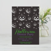 Invitation Fête d'Halloween noir blanc Jack-O' (Debout devant)