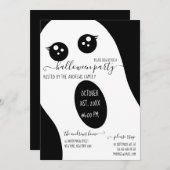 Invitation Fête d'Halloween Noir Blanc Sympa (Devant / Derrière)