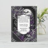 Invitation Fête d'Halloween noir et blanc (Debout devant)