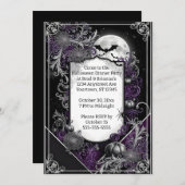 Invitation Fête d'Halloween noir et blanc (Devant / Derrière)