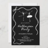 Invitation Fête d'Halloween noir et blanc (Devant)