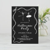 Invitation Fête d'Halloween noir et blanc (Debout devant)
