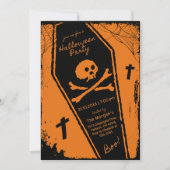 Invitation Fête d'Halloween noir et orange à la main (Devant)