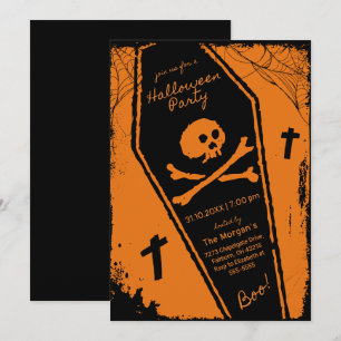 Invitation Fête d'Halloween noir et orange à la main
