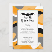 Invitation Fête d'Halloween Noir Moderne, Blanc Orange (Devant)