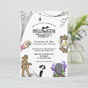 Invitation Fête d'Halloween   Nuit éffrayante du costume d'ho