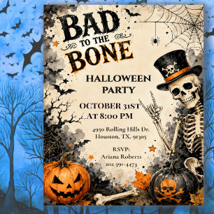 Invitation Fête d'Halloween osseuse