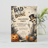 Invitation Fête d'Halloween osseuse (Debout devant)
