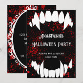 Invitation Fête d'Halloween Party Gothique Sang Éclaboussé Va (Devant / Derrière)