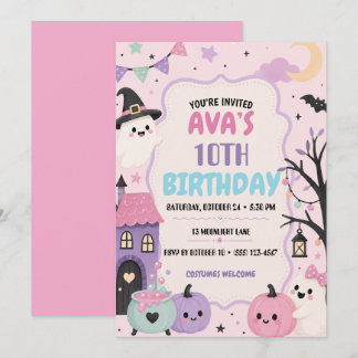 Invitation Fête d'Halloween Pastel Citrouille (Anniversaire)