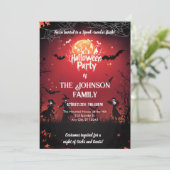 Invitation Fête d'Halloween personnalisée avec chauves-souris (Debout devant)