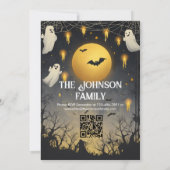 Invitation Fête d'Halloween personnalisée avec Fantômes et lu (Dos)