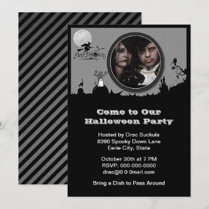 Invitation Fête d'Halloween Photo personnalisée Sorcière Fant