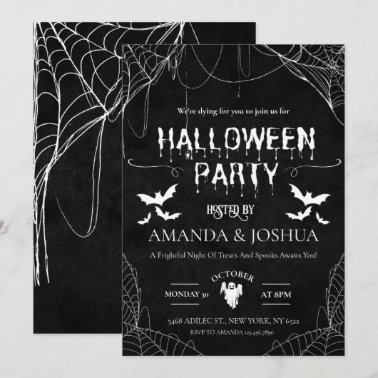 Invitation Fête d'Halloween pour adultes (Devant / Derrière)