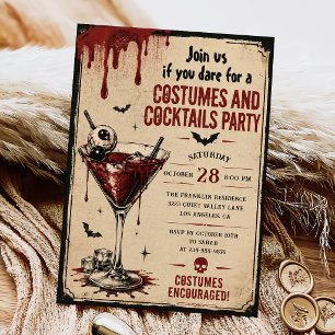 Invitation Fête d'Halloween pour adultes avec costumes et coc