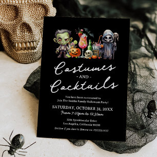 Invitation Fête d'Halloween pour adultes Costumes & Cocktails
