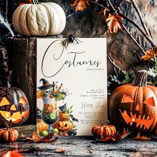 Invitation Fête d'Halloween pour adultes : Costumes et Cockta