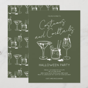 Invitation Fête d'Halloween pour adultes Costumes et Cocktail