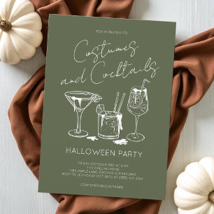 Invitation Fête d'Halloween pour adultes Costumes et Cocktail