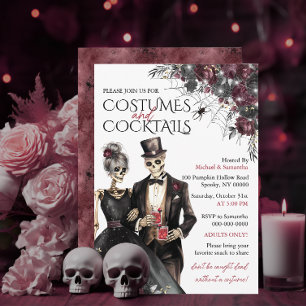Invitation Fête d'Halloween pour adultes Costumes et Cocktail