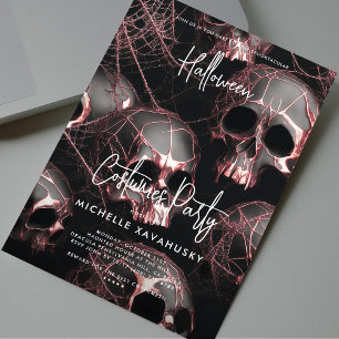 Invitation Fête d'Halloween pour adultes crâne moderne rosego