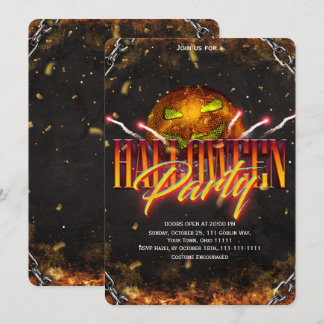 Invitation Fête d'Halloween pour adultes Disco Citrouille