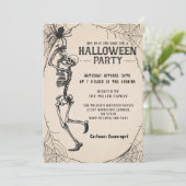 Invitation Fête d'Halloween pour adultes Skeleton Vintage Coc (Debout devant)