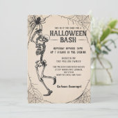 Invitation Fête d'Halloween pour adultes Skeleton Vintage Coc (Debout devant)