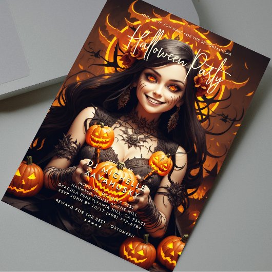Invitation Fête d'Halloween pour adultes sorcière gothique Ja