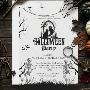Invitation Fête d'Halloween pour adultes squelette gothique v