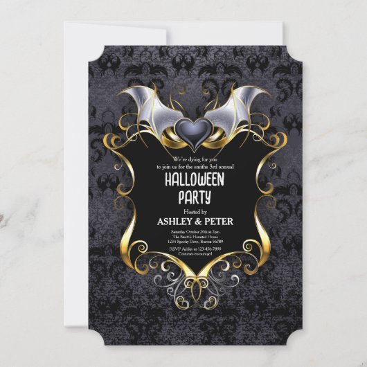 Invitation Fête d'Halloween pour adultes Vampire gothique Vin (Devant)