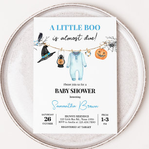 Invitation Fête d'Halloween pour bébé Blue Little Boo