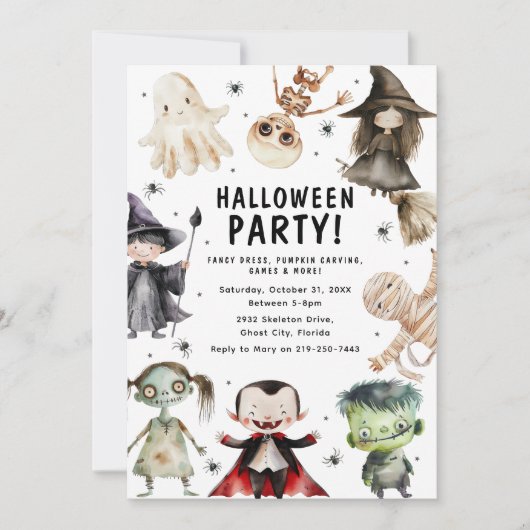 Invitation Fête d'Halloween pour enfants (Devant)