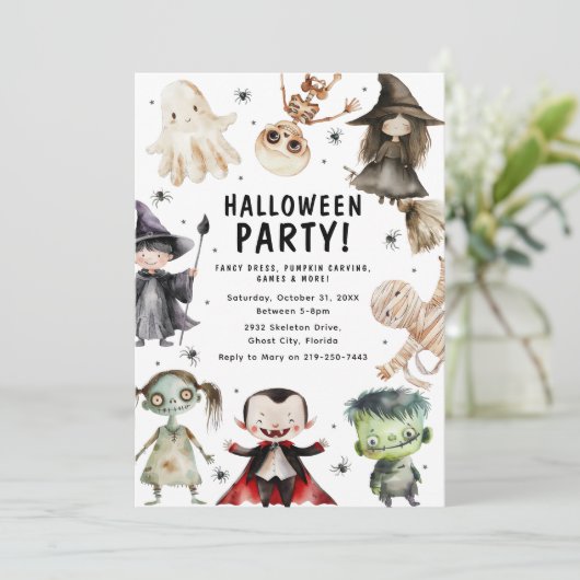 Invitation Fête d'Halloween pour enfants (Debout devant)